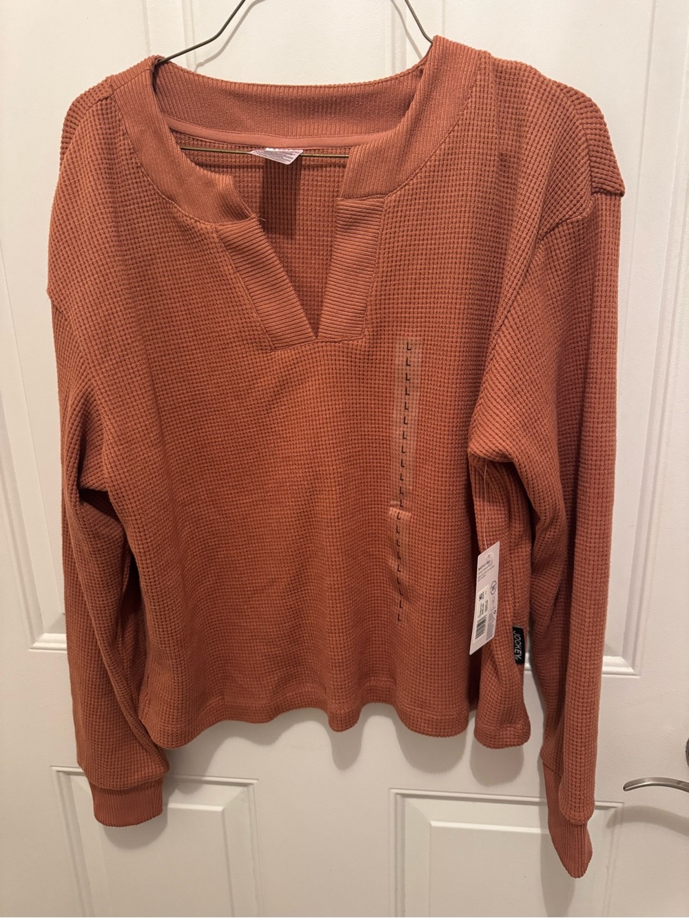 Jockey Rust Waffle-Knit Long Sleeve Top-Large